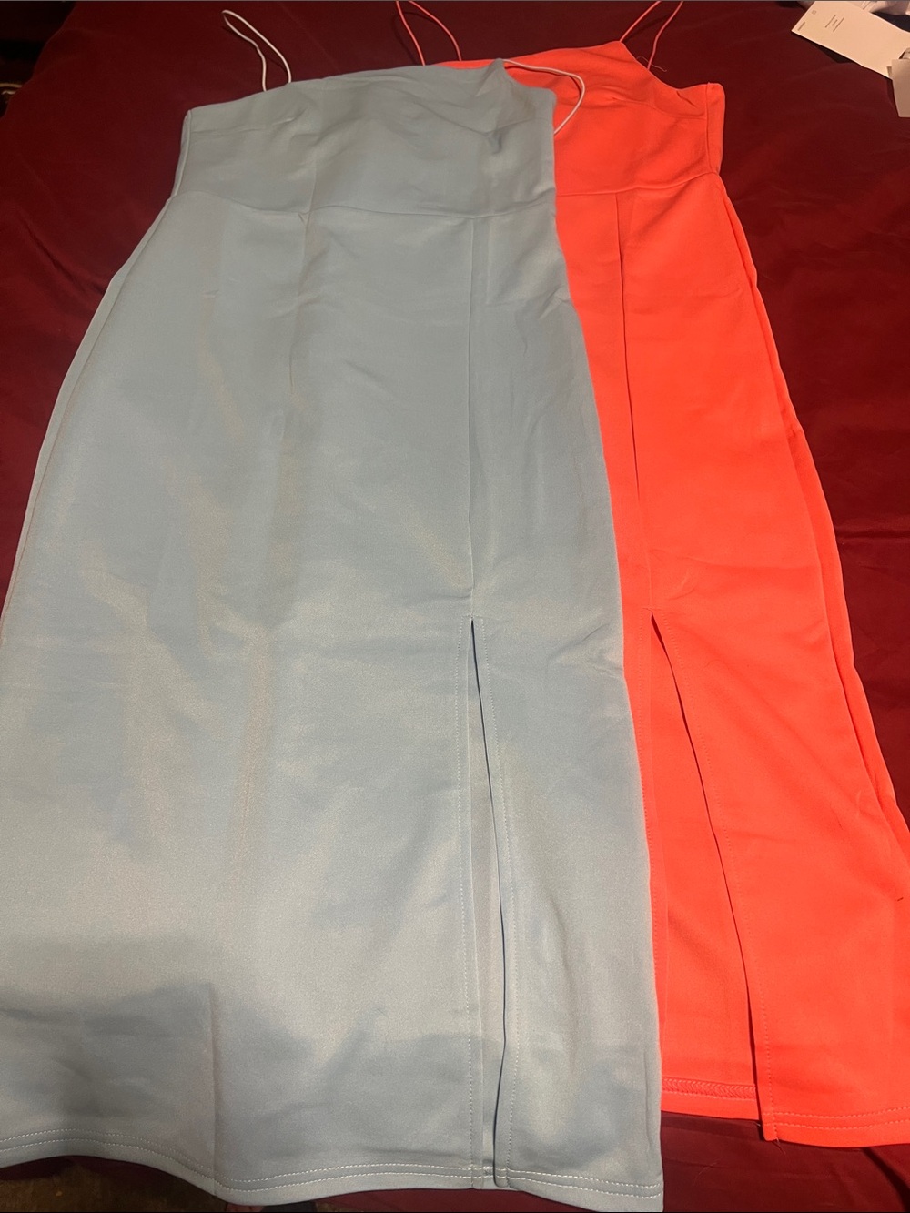 Lyaner 2 Women's Spaghetti-Strap Midi Skirt Dress - Light Blue and Coral (NWOT)